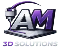 AM 3D Solutions logo, Australian provider of custom 3D printing, rapid prototyping, CAD design and additive manufacturing services.