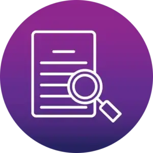 Review icon representing project assessment, file review and custom 3D printing quote evaluation by AM 3D Solutions.